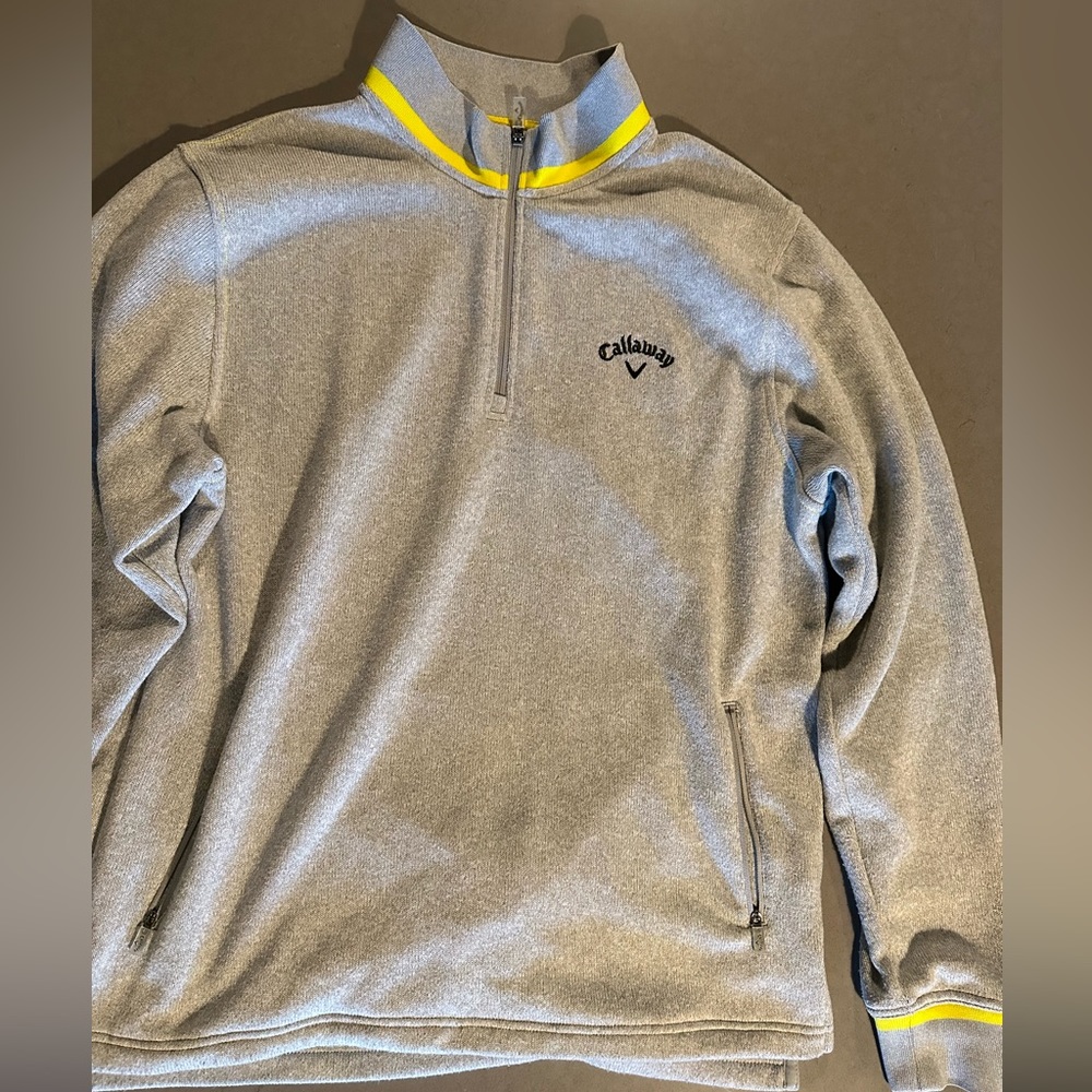 Callaway Men's Golf Weather Series 1/4 Zip Pullover, Light Grey- Large Mens